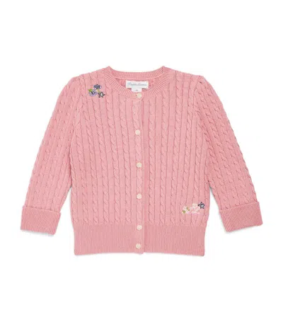 Ralph Lauren Babies' Cotton Cable-knit Cardigan (3-24 Months) In Rosa