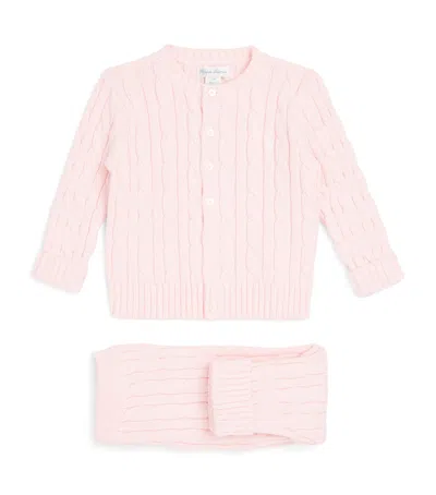 Ralph Lauren Kids' Cotton Cable-knit Cardigan And Leggings Set