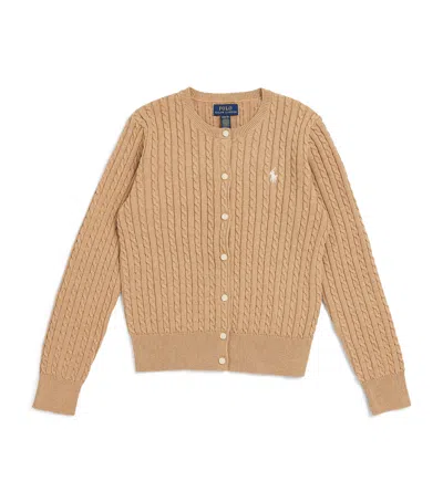Ralph Lauren Kids' Cotton Cable Knit Cardigan In Brown