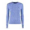 Ralph Lauren Cotton Cable-knit Crew Neck Sweater New Blue Litchfield In Blue