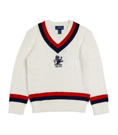 Ralph Lauren Kids' Cotton Cable-knit Cricket Jumper (6-14 Years) In White