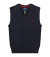 Ralph Lauren Cotton Cable-knit Polo Pony Sweater Vest In Blue