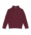 Ralph Lauren Cotton Cable Knit Quarter Zip Sweater In Burgundy
