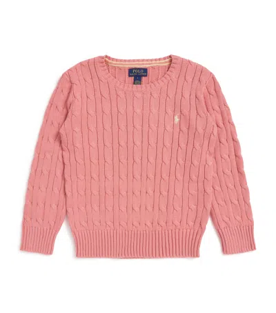 Ralph Lauren Kids' Cotton Cable Knit Sweater In Orange