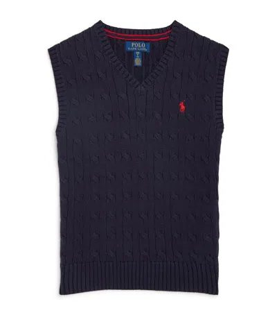 Ralph Lauren Kids' Cotton Cable-knit Sweater Vest In Navy