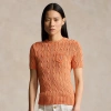 Ralph Lauren Cotton Cable Short-sleeve Sweater In Sunwash Orange