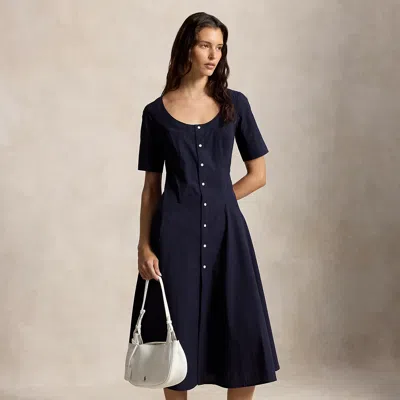 Polo Ralph Lauren Cotton Canvas Scoopneck Dress In Atlantic In Blue
