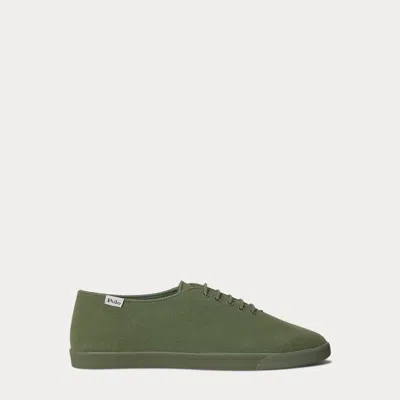 Ralph Lauren Cotton Canvas Sneaker In Cargo Green In Burgundy