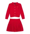 Ralph Lauren Cotton Cardigan And Skirt Set In Red