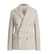 Ralph Lauren Cotton-cashmere Double-breasted Blazer In Gray