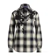 Ralph Lauren Cotton-cashmere Embroidered Check Leeann Shirt In Black