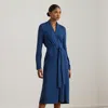 Ralph Lauren Cotton-cashmere Jersey Long Robe In Blue