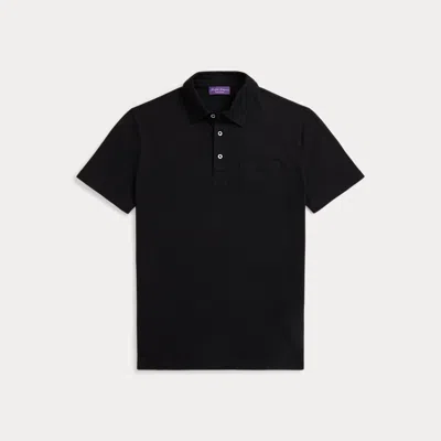 Ralph Lauren Cotton-cashmere Piqué Polo Shirt In Black