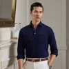 Ralph Lauren Cotton-cashmere Piqué Polo Shirt In Blue