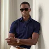 Ralph Lauren Cotton-cashmere Piqué Polo Shirt In Blue