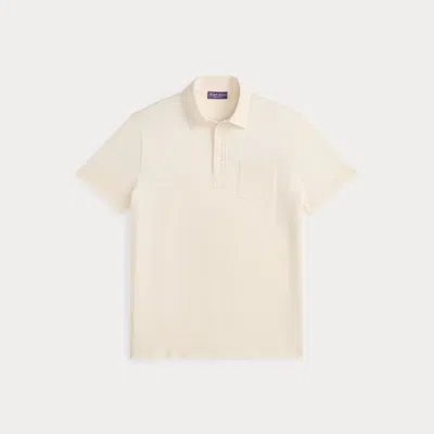 Ralph Lauren Cotton-cashmere Piqué Polo Shirt In Neutral