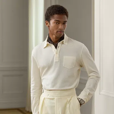Ralph Lauren Cotton-cashmere Piqué Polo Shirt In White