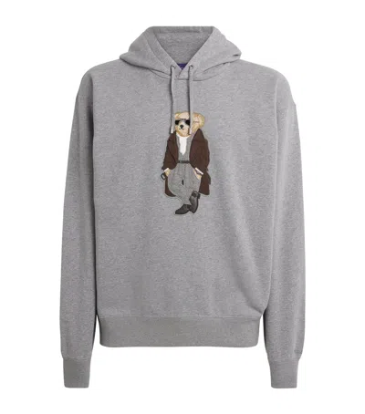 Ralph Lauren Cotton-cashmere Polo Bear Hoodie In Gray