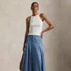 Ralph Lauren Cotton Chambray A-line Skirt In Blue