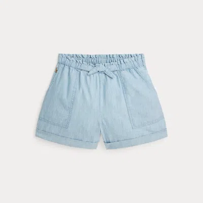 Ralph Lauren Kids' Cotton Chambray Camp Short In Blue