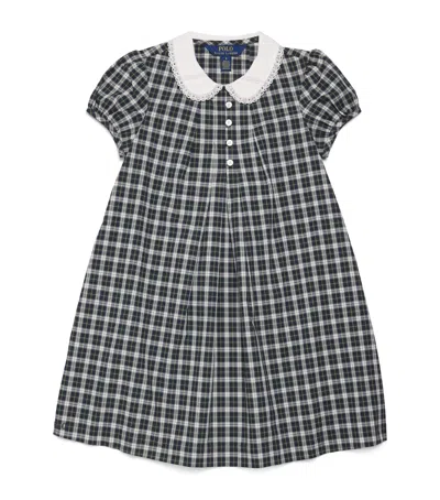 Ralph Lauren Kids' Cotton Check Collared Dress In Black