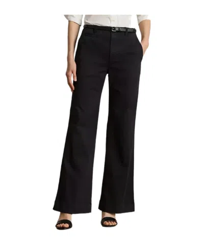 Ralph Lauren Cotton Chino Flared Trousers In Black