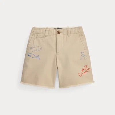 Ralph Lauren Kids' Cotton Chino Graphic Short In Classic Tan In Brown