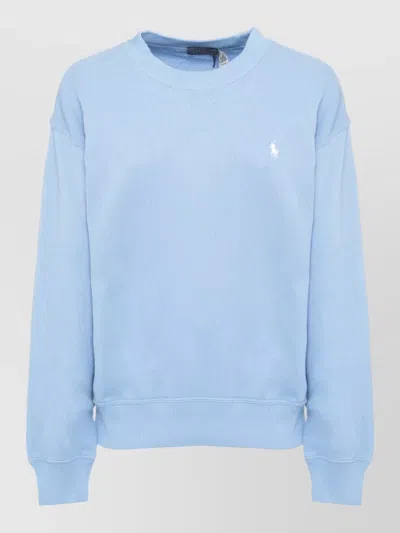 Ralph Lauren Cotton Crew Neck Long Sleeve Sweatshirt In Blue