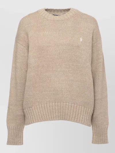 Ralph Lauren Cotton Crew Neck Sweater Long Sleeves In Neutral