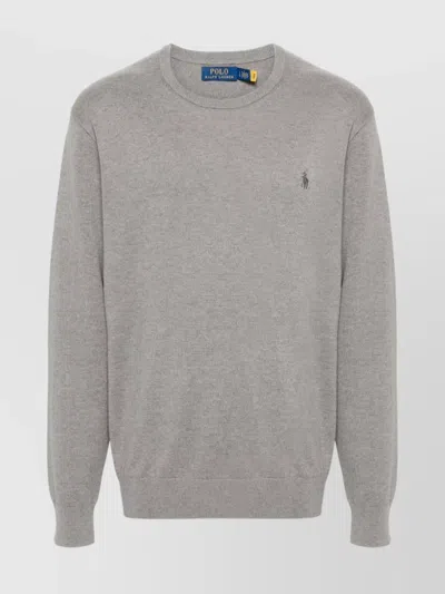 RALPH LAUREN COTTON CREW NECK SWEATER WITH MÉLANGE EFFECT