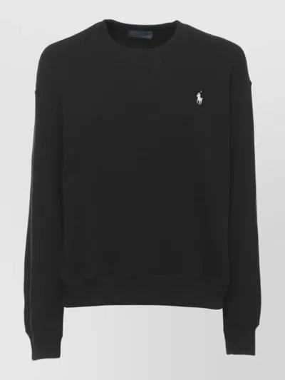 Ralph Lauren Cotton Crew Neck Sweatshirt Long Sleeves In Black