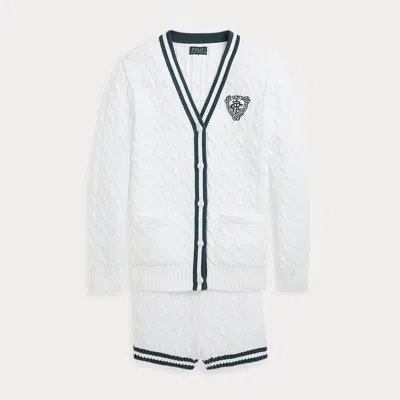 Ralph Lauren Kids' Cotton Cricket Cardigan & Short Set In White