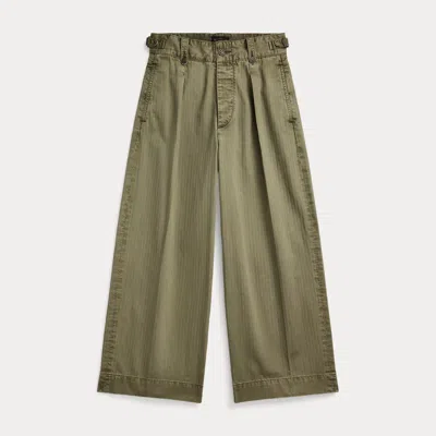 Ralph Lauren Cotton Cropped Wide-leg Pant In Olive In Green