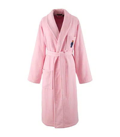 Ralph Lauren Cotton Denim Bear Bathrobe In Pink