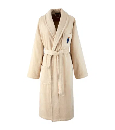 Ralph Lauren Cotton Denim Bear Bathrobe In White