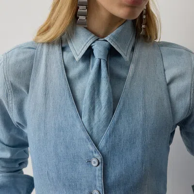 Ralph Lauren Cotton Denim Tie In Cirrus Indigo In Blue