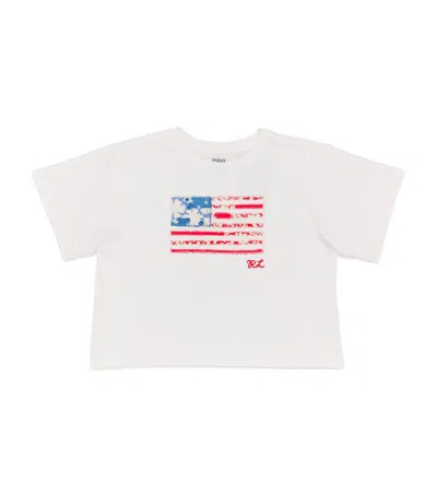 Ralph Lauren Kids' Cotton Embroidered Flag T-shirt In White