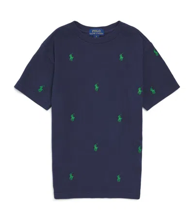 Ralph Lauren Kids' Cotton Embroidered Polo Pony T-shirt In Blue