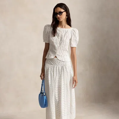 Polo Ralph Lauren Cotton Eyelet Maxiskirt In White