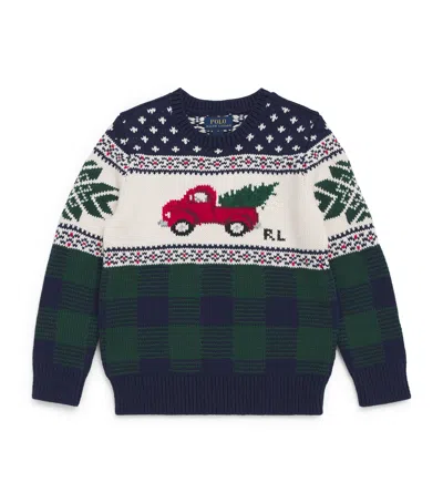 Ralph Lauren Kids' Cotton Fair Isle Sweater In Green