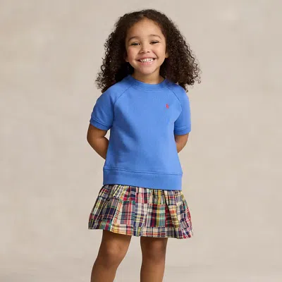 Ralph Lauren Kids' Cotton French Terry & Madras-skirt Dress In Blue