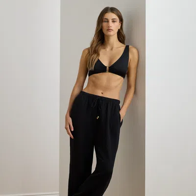 Ralph Lauren Cotton Gauze Drawcord Pant Cover-up In Black