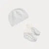 Polo Ralph Lauren Cotton Hat & Bootie Set In Quartz Heather/clubhouse