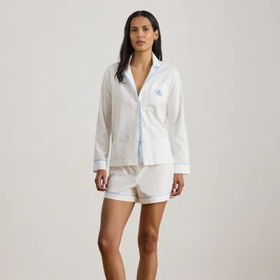 Ralph Lauren Cotton Herringbone Boxer Sleep Set In White