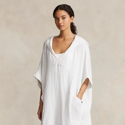 Ralph Lauren Cotton Hooded Caftan Cover-up In White