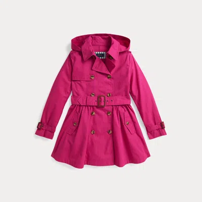 Ralph Lauren Kids' Cotton Hooded Trench Coat In College Pink