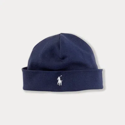 Ralph Lauren Babies' Cotton Interlock Beanie In Refined Navy In Blue