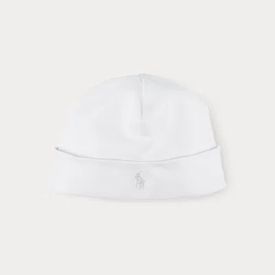 Ralph Lauren Babies' Cotton Interlock Beanie In White