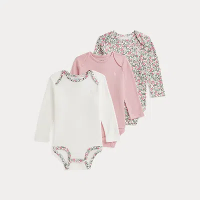 Ralph Lauren Babies'  Cotton Interlock Bodysuit 3-pack In Multi