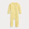 Polo Ralph Lauren Cotton Interlock Footed Coverall In Banana Peel